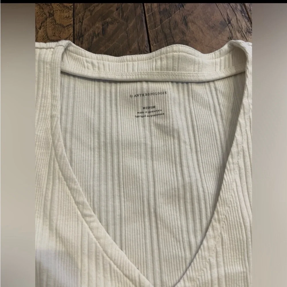 White Ribbed Button-Down Top - Picture 7 of 8